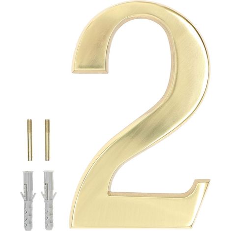 Numéro de porte 3D - En laiton - 20 cm - Pour maisons, colonies, hôtels, appartements, appartements, 100 % laiton (1/5)