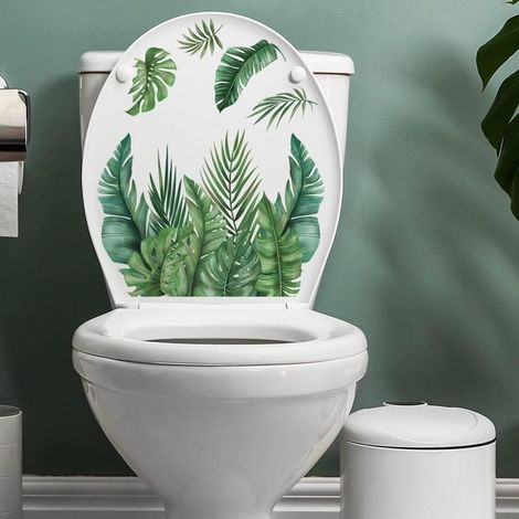 Wandaufkleber mit grünen Pflanzenblättern für Badezimmer und Toilette
