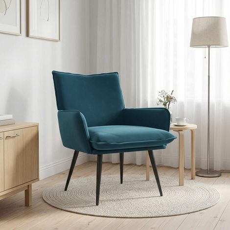 vidaXL Poltrona Blu Velluto (1/5)