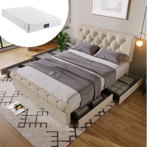 letto matrimoniale contenitore 4 cassetti con materasso OKMYHOME (1/5)