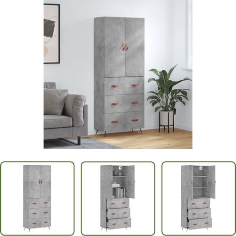 Holzwerkstoff - Highboard Betongrau 69,5x34x180 cm Holzwerkstoff (1/5)