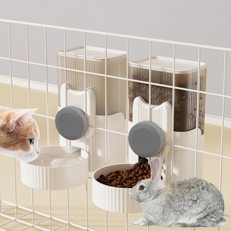 Distributore automatico di cibo e acqua per conigli (35 oz), da appendere, per conigli, cincillà, porcellini d'India, ricci, furetti, gattini e (1/4)