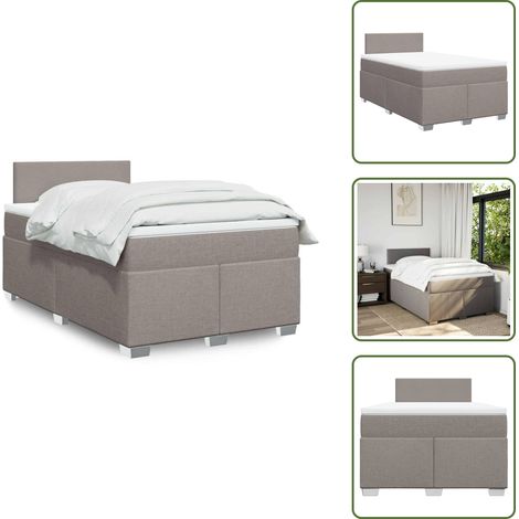 vidaXL Sommier à lattes de lit avec matelas taupe 120x190 cm tissu
