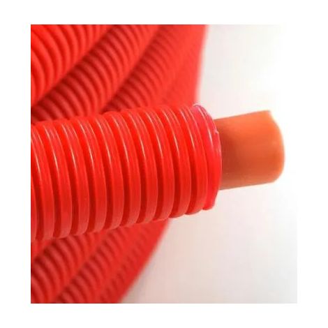 Tube PER pré-gainé rouge Ø20 - Couronne de 25m
