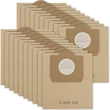 20 bolsas de papel WD3 para aspiradora Kärcher 6.959-130.0, MV3, A2201/A2504 (1/4)