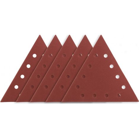 Carta vetrata K180 con velcro, triangolare con 12 fori, 5 pezzi per levigatrice 59G264 (1/5)