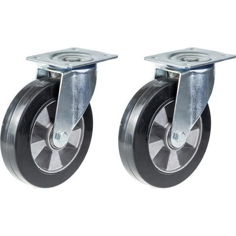 Swivel caster - 152mm - Black rubber - Capacity 660kg - Pack of 2