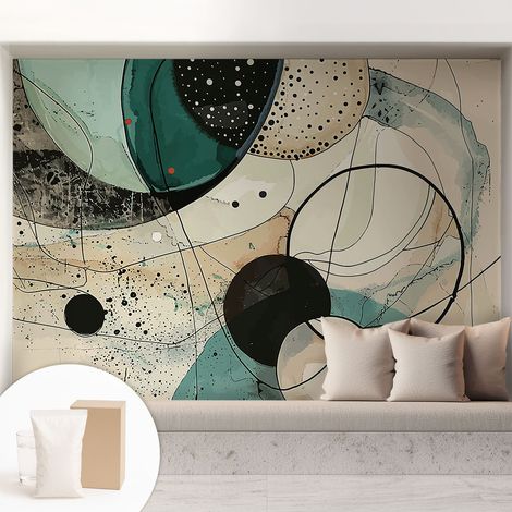 Carta Da Parati Non Tessuto - Con Colla Gratuita - Con Motivi Moderni - Design Elegante Per Pareti cerchi colorati 208x146 cm (1/5)
