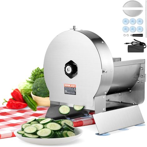 VEVOR Affettatrice Elettrica per Verdure, Affettatrice Commerciale Spessore 0-12 mm, Convertibile a Manuale, Affettatrice per Alimenti in Acciaio Inox, per Patate, Limone, Pomodoro, Mela (1/5)