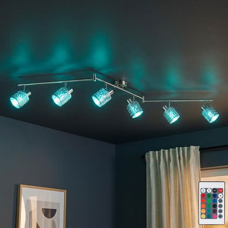 Samt Decken Strahler dimmbar Spot Lampe verstellbar FERNBEDIENUNG im Set inkl. RGB LED Leuchtmittel