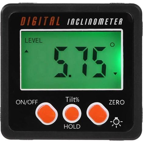 Angle Mesure Angle Horizontal Compteur numérique Inclinomètre, Numérique Boîte de Niveau Électronique Base Magnétique Outils de Mesure, Noir