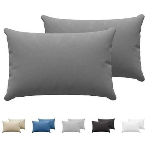 Lot de 2 taies d'oreiller 30 x 50 cm – Coton jersey 150 – Hypoallergénique – Lavable en machine – Couleur anthracite (1/5)