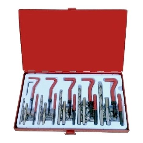 Kit riparazione ripristino filetti/filettature/elicoidi maschi 131 pz c/valigetta metallo