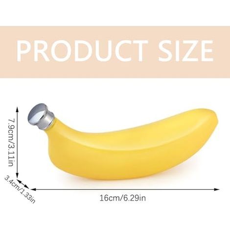 Bananenförmige Edelstahlflasche mit verstecktem Behälter für Whisky, Fassungsvermögen 141,7 g (5 oz), auslaufsicherer Trichter, geeignet für Tarnung, Reisen, Angeln und Wandern. (1/5)