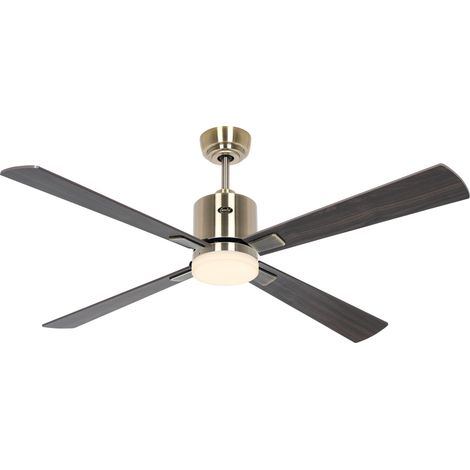 Ventilateur de plafond ECO NEO III 132, laiton antique - Noyer/Cerisier, Wi-Fi avec éclairage (1/2)