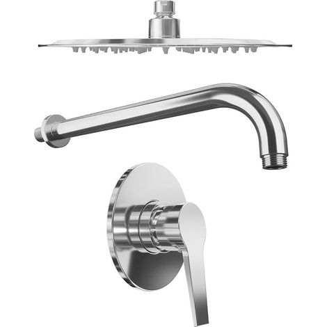 Set doccia cromato Miscelatore incasso Sophia con braccio e soffione slim 20 cm (1/4)