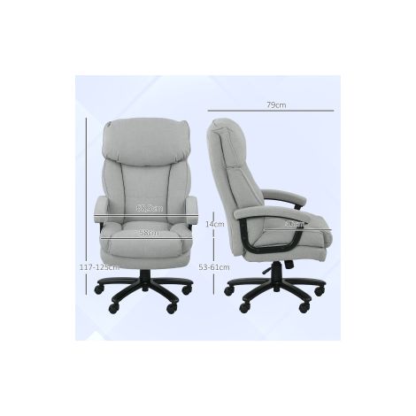 Grande chaise de bureau haute, capacité de charge 200 kg, construction robuste, revêtement doux, gris clair (1/5)