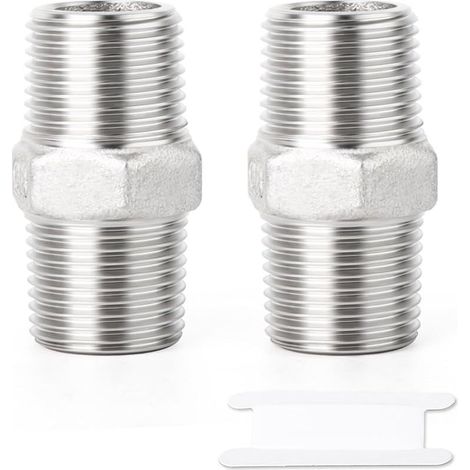 2 pièces raccords de tuyauterie à embout hexagonal en acier inoxydable 304, filetage BSP mâle 1" à mâle 1", raccord adaptateur droit (1/5)