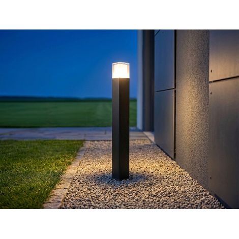 Moderne LED Pollerleuchte aus Aluminium in Schwarz, Höhe 80cm