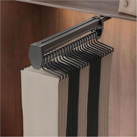 Rail Coulissant pour Armoires 12-21 Pouces, Porte-Pantalons Silencieux avec Amortissement, Rangement économiseur d'Espace pour Vêtements - (1/4)