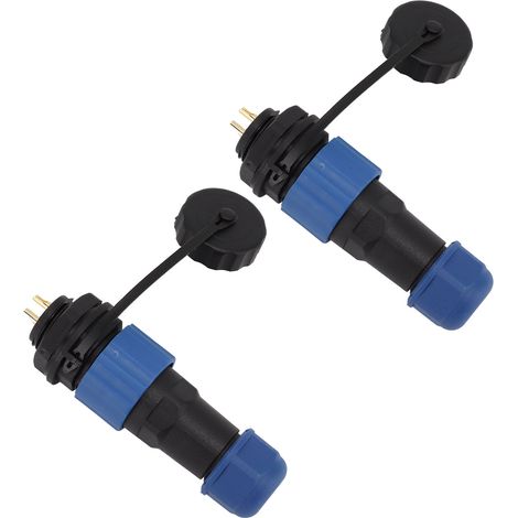 Lot de 2 connecteurs étanches SD16 IP68 pour l'aviation : fiche femelle SD16, prise mâle, filetage G3/8, écrou arrière SD16 à 2 broches (1/5)