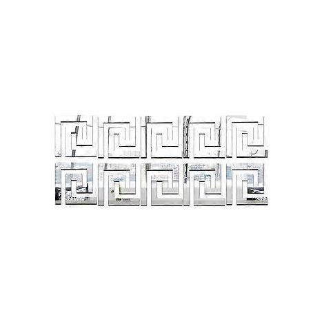 Autocollants miroir, surface réfléchissante en plastique acrylique, motif géométrique grec, adhésif amovible pour la décoration murale, ornements de chambre et d'intérieur