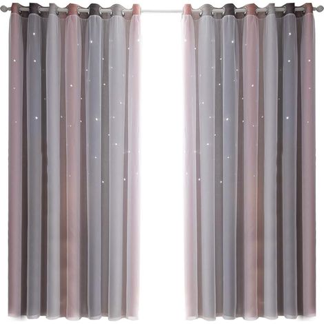 Verdunkelungsvorhänge fürs Schlafzimmer, schalldichte Vorhänge, Wärmedämmung, blickdichte Vorhänge mit Muster (53"B x 63"H (134 x 160 cm), Rosa)