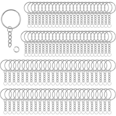 Kit de 100 anneaux et chaînes en acier inoxydable de 25 mm pour la création de bijoux (colliers, bracelets) Argent (1/5)