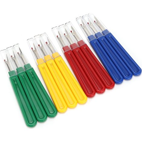 Découseur de couture 12 pièces, coloré, durable, ergonomique, en acier inoxydable, avec poignées pratiques, pour la couture, la broderie et le quilting. (1/5)