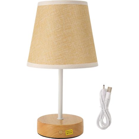 Ortviai Lampe de chevet LED avec abat-jour en lin, réglage tactile et lumière chaude 2700K, batterie intégrée (1/5)