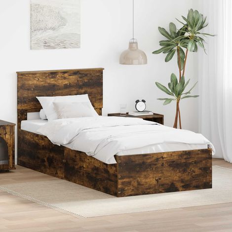 vidaXL Struttura del letto Rovere fumé 90 x 200 cm Legno multistrato