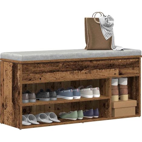 Schuhbank Altholz-Optik 102x30,5x45 cm Holzwerkstoff