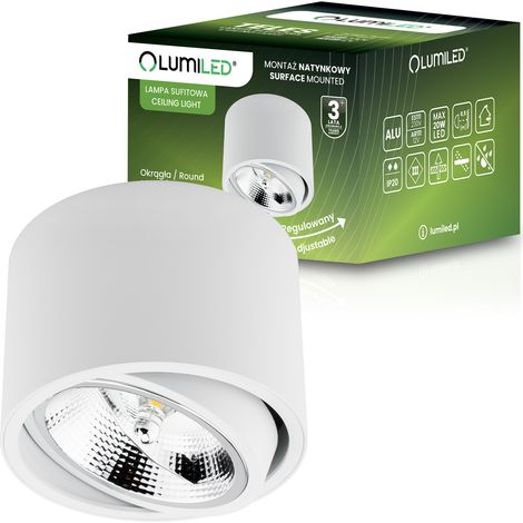 Aufputz-Halogen-Spotröhrenleuchte, beweglich, GU10 ES111, rund, weiß, 100 mm, TELES LUMILED