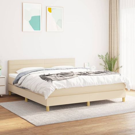 Boxspringbett mit Matratze Creme 180x200 cm Stoff (1/5)