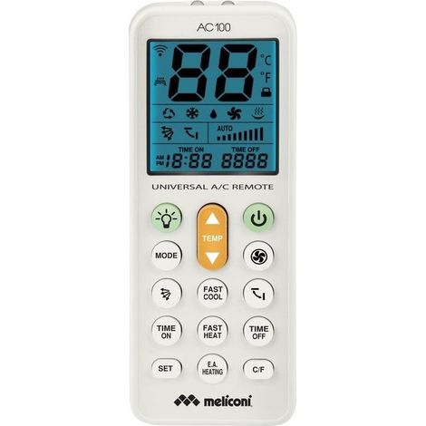Meliconi AC 100 Telecomando Wireless per Condizionatori con Display LED Bianco (1/2)