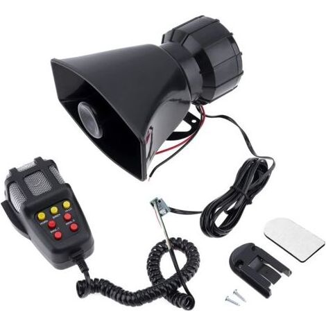 12V 100W Alarmsirene mit Mikrofon – 7 kraftvolle Töne – Beschallungsanlage für akustische Alarme – Robuste Materialien (1/5)