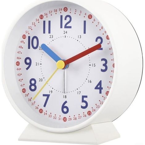 (Weiß) Lautloser, phosphoreszierender analoger Wecker für den Nachttisch ohne Ticken. (1/5)
