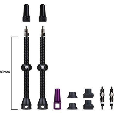 Valves Tubeless Vélo 80mm - Compatible Montage Sans Chambre à Air - Dynamic