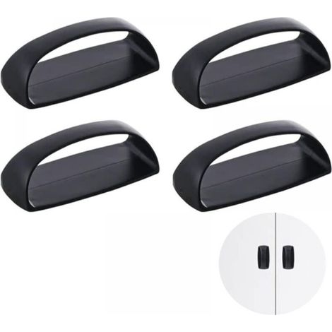 4 pcs Poignée Autocollante Porte Coulissante Poignées de Placard Auto-Adhésives Meuble Pour Fenêtre Tiroir Armoire Réfrigérateur Auxiliaire (Noir)