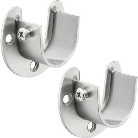 Soportes para barra de cortina, enchufes en forma de U, soporte para barra de armario, extremo de barra de armario para cortina o armario, plateado, 27 mm, 2 unidades (1/5)