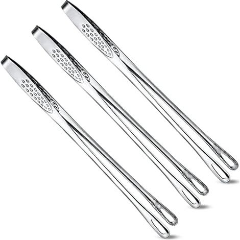Lot de 3 pinces à barbecue coréennes et japonaises de 21 cm en acier inoxydable, outils de cuisine à pincer et à manipuler.-AquaForge