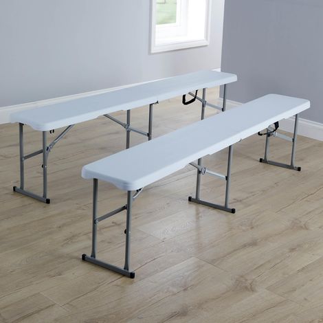6ft Folding Trestle Benches Heavy Duty Camping Garden Indoor Outdoor Set of Two