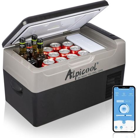 Portable Compression Fridge, 12 V Electric Car Cooler 22L Mini Fridge Freezer for Home, Car, Dorm, Camping or Outdoor Picnic, 20-20°C (1/5)