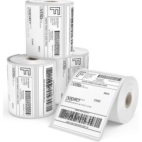 4 Rolls of 1000 White Shipping Labels 101mm x 152mm (1/5)