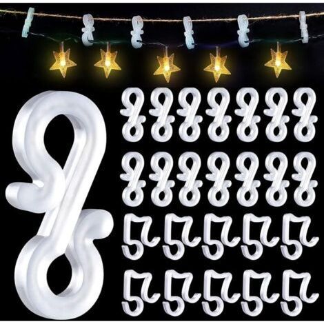 100 pezzi di ganci per luci di Natale, ganci per grondaie, clip resistenti per luci, ganci per grondaie da esterno per decorazioni luminose natalizie (1/4)
