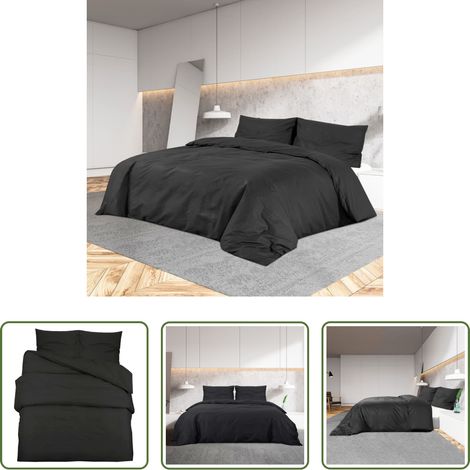 vidaXL Housse de couette noir - Ensemble de housse de couette Noir 200x200 cm Microfibre légère (1/5)