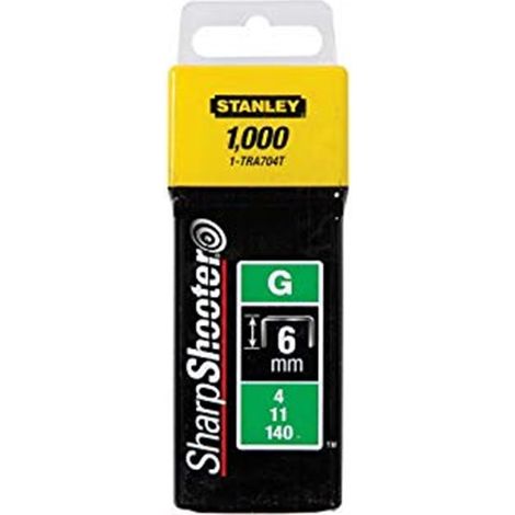 Caja STANLEY 1000 Grapas Tipo G (4/11/140) 12mm (1-TRA708T)