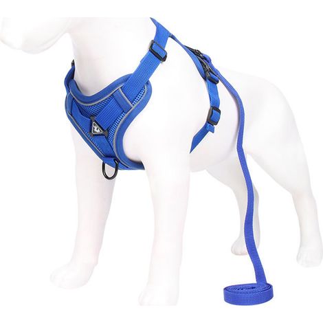 Filiyano-Ensemble poitrine et dos confortable et ajustable en maille pour animaux de compagnie - Bleu L
