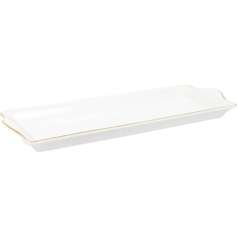 Plat De Service Porcelaine Lisere Dore 34x14cm2