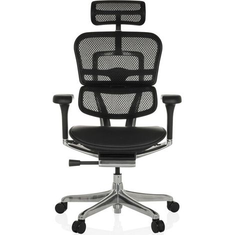 [GEBRAUCHT] B-Ware hjh OFFICE ERGOHUMAN GEN2 Chefsessel Leder Netz schwarz ergonomisch 150kg (1/2)